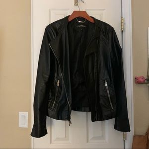 Express Faux Leather Jacket with zippier details